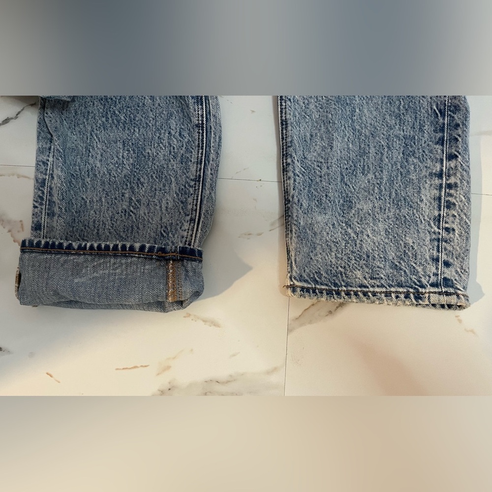 American Eagle 100% Cotton Ripped Relaxed Fit Plaid Patch Jeans Size 0 - Picture 5 of 8